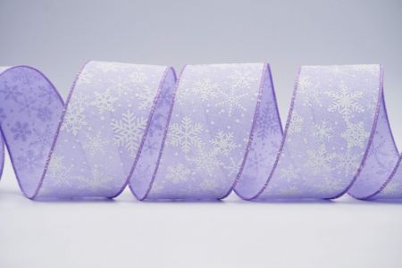 Текстурована стрічка зі сніжинками на дроті_KF7385GC-11-11_фіолетова